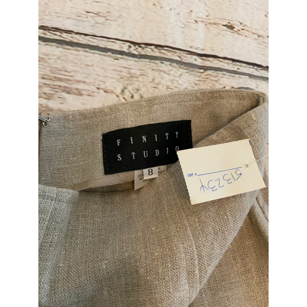 Finity Studio Womens 2 Piece Linen Vest and Maxi Skirt Set Beige Size 8 Made USA - Picture 3 of 5